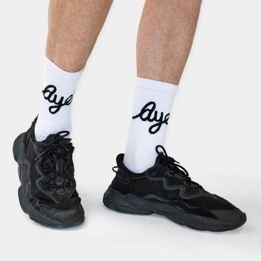 White/black AYER sock