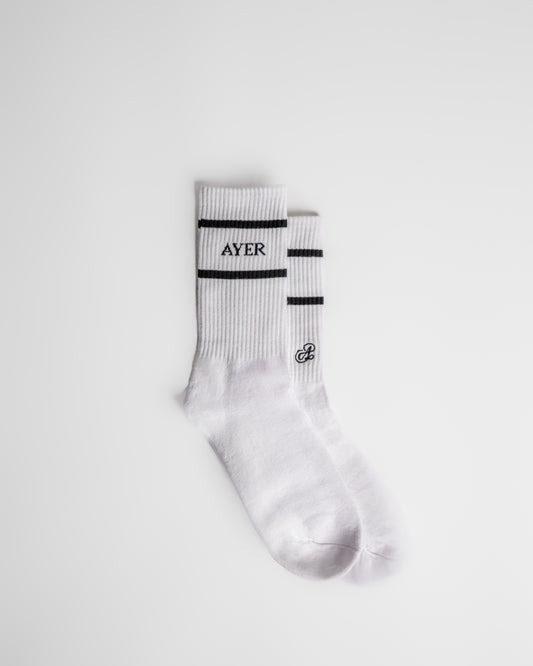 AYER White Crew Socks