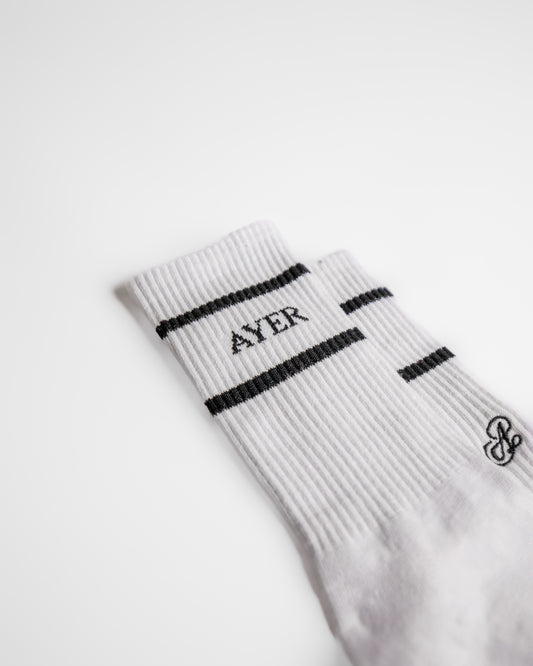 AYER White Crew Socks