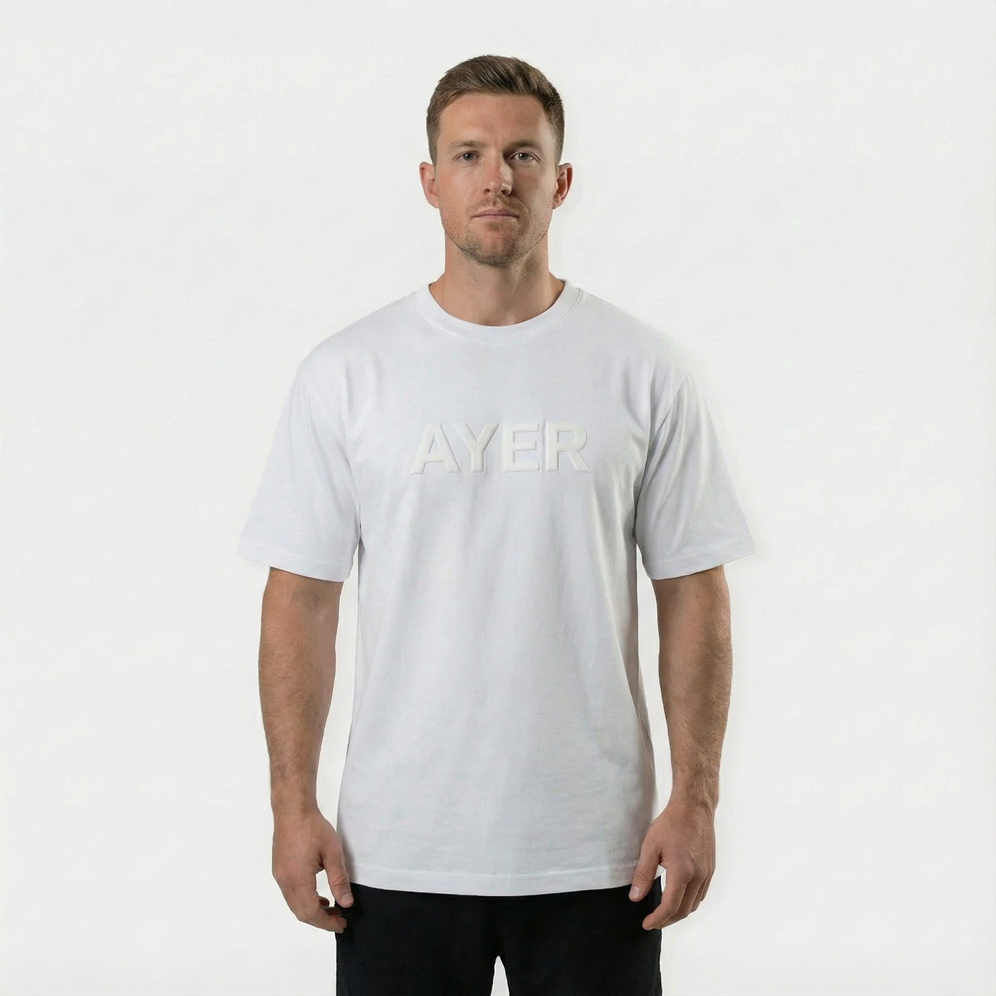 White Embossed Tee