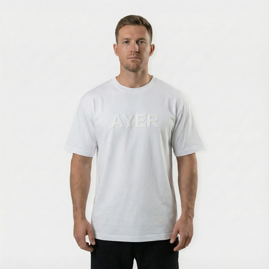White Embossed Tee