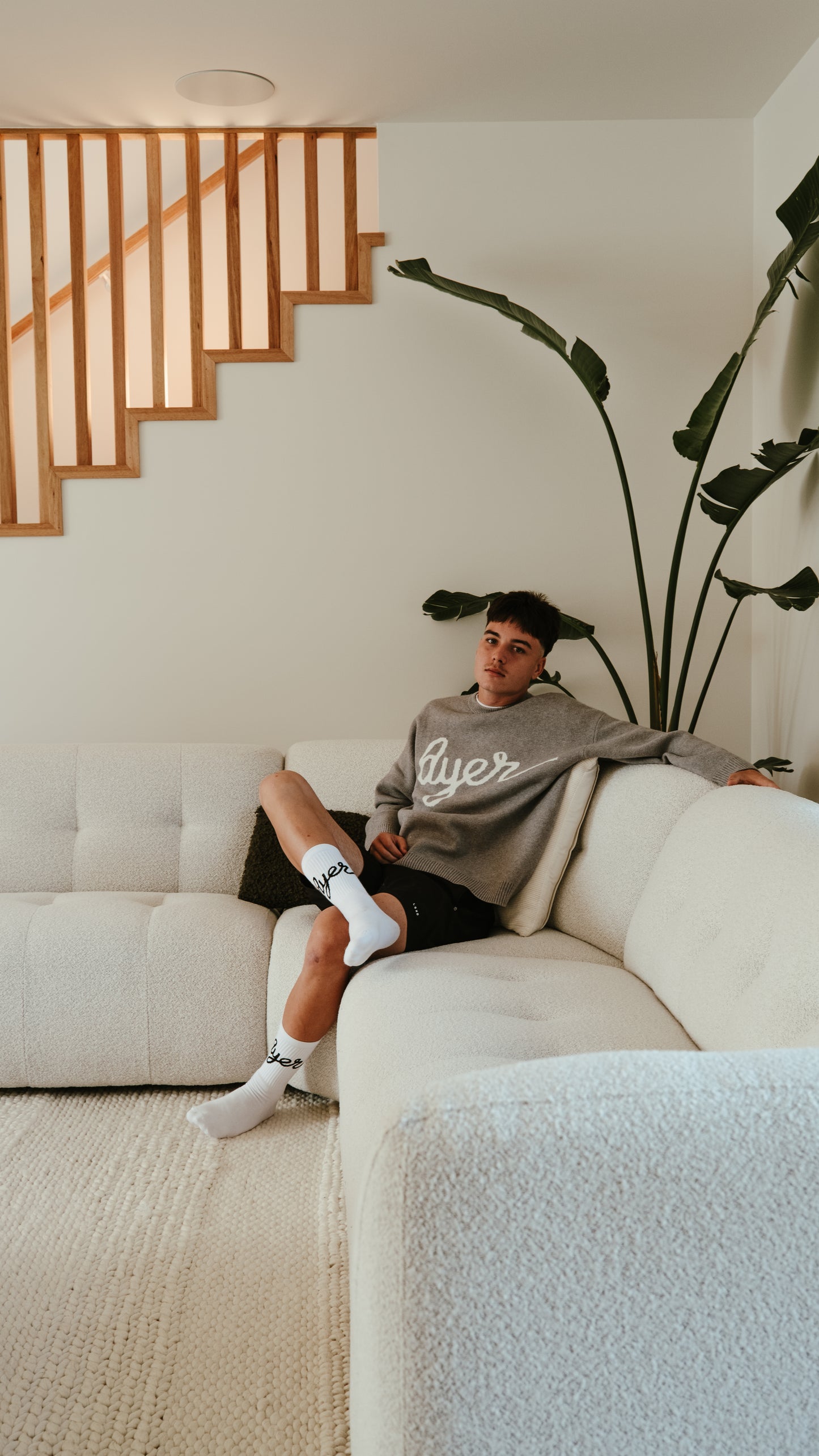 White/black AYER sock