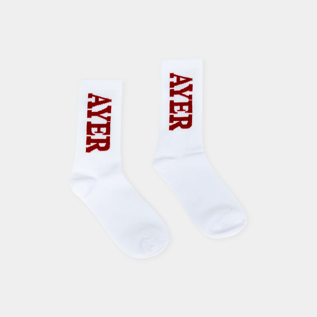 White and Red AYER Socks