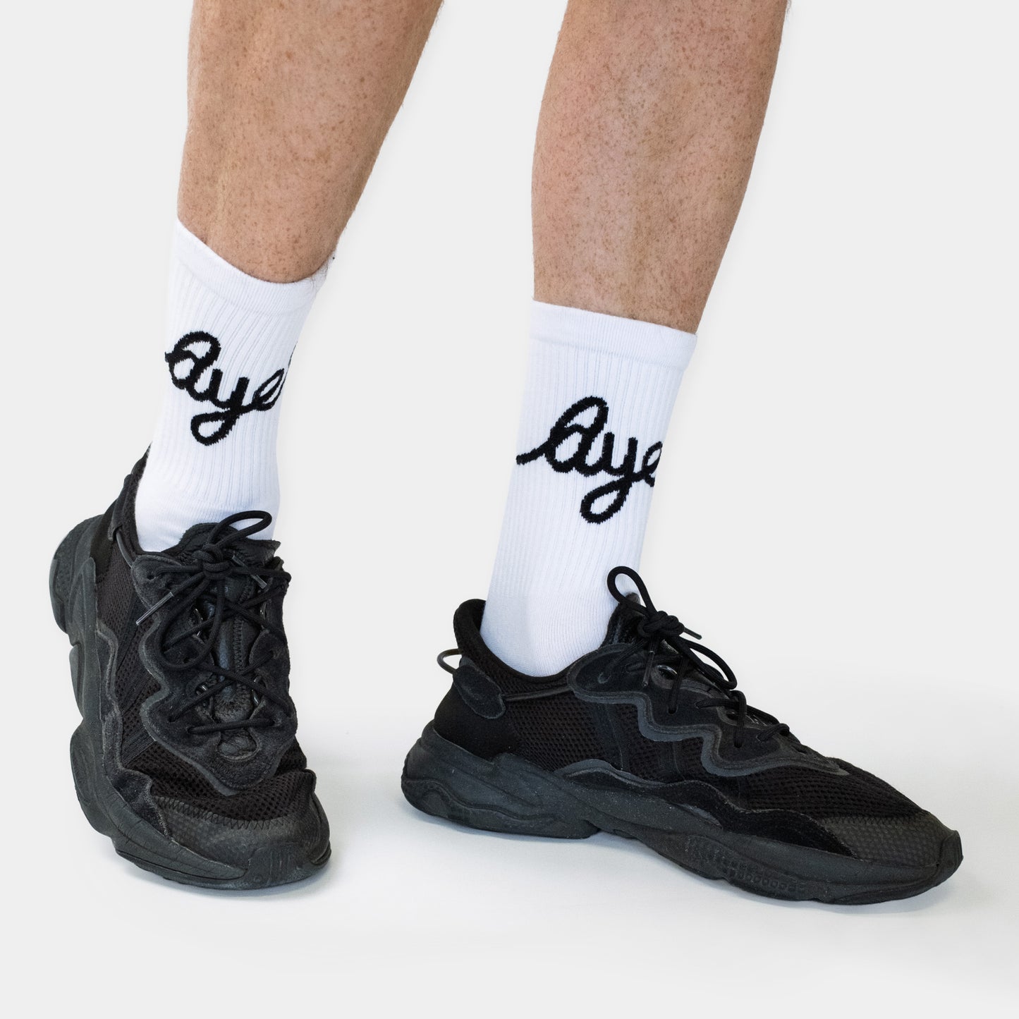 White/black AYER sock