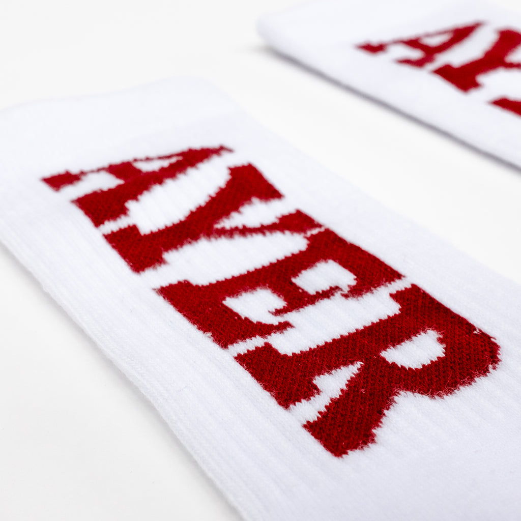 White and Red AYER Socks