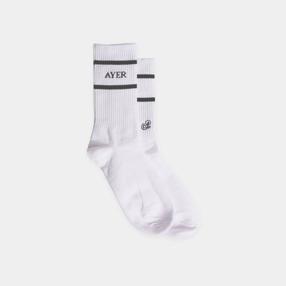 AYER White Crew Socks