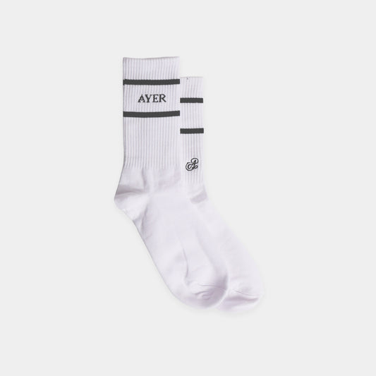 AYER White Crew Socks